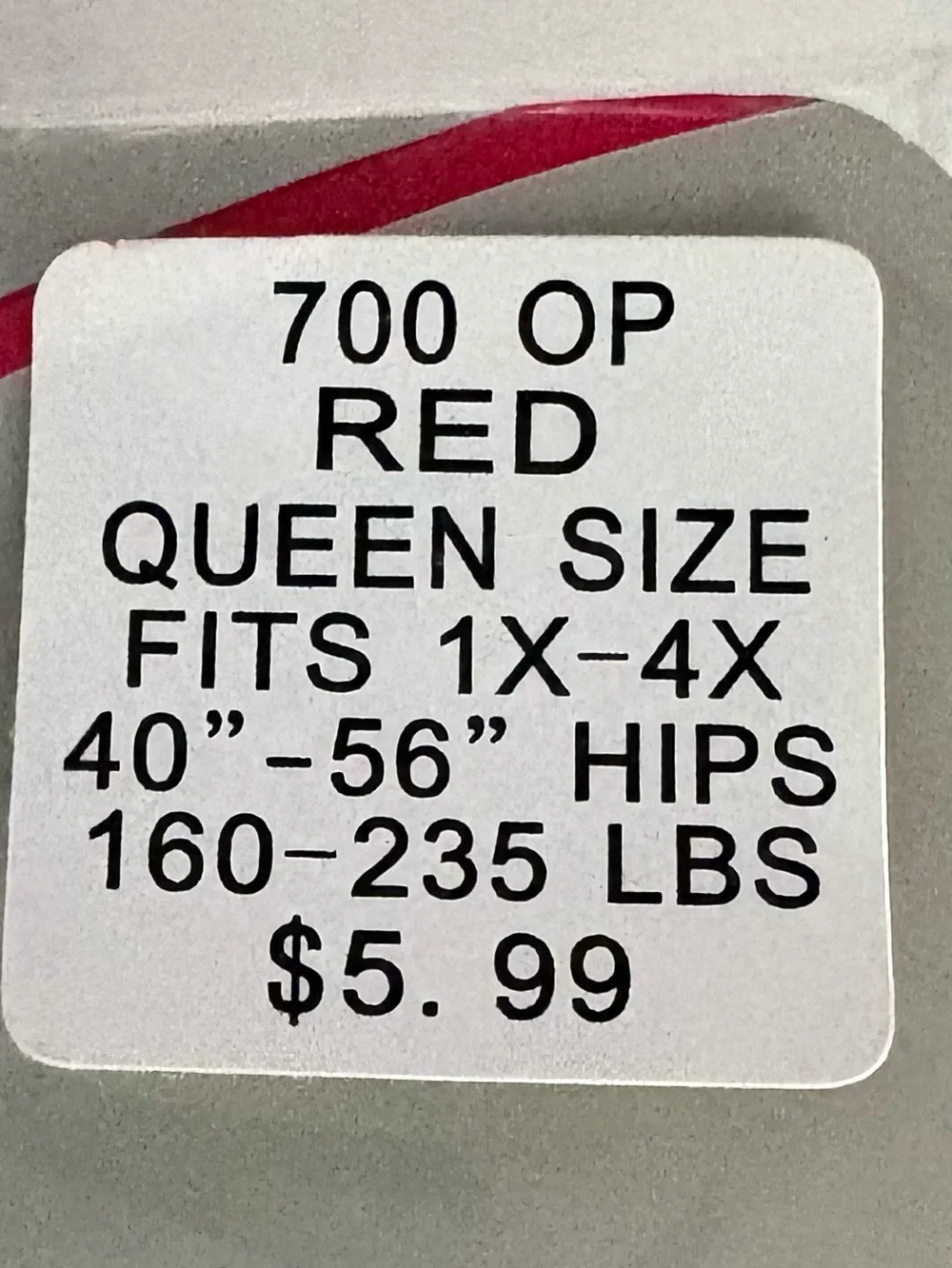 Ladona Opaque Pantyhose Queen Size Extra Wide with Panel Red New